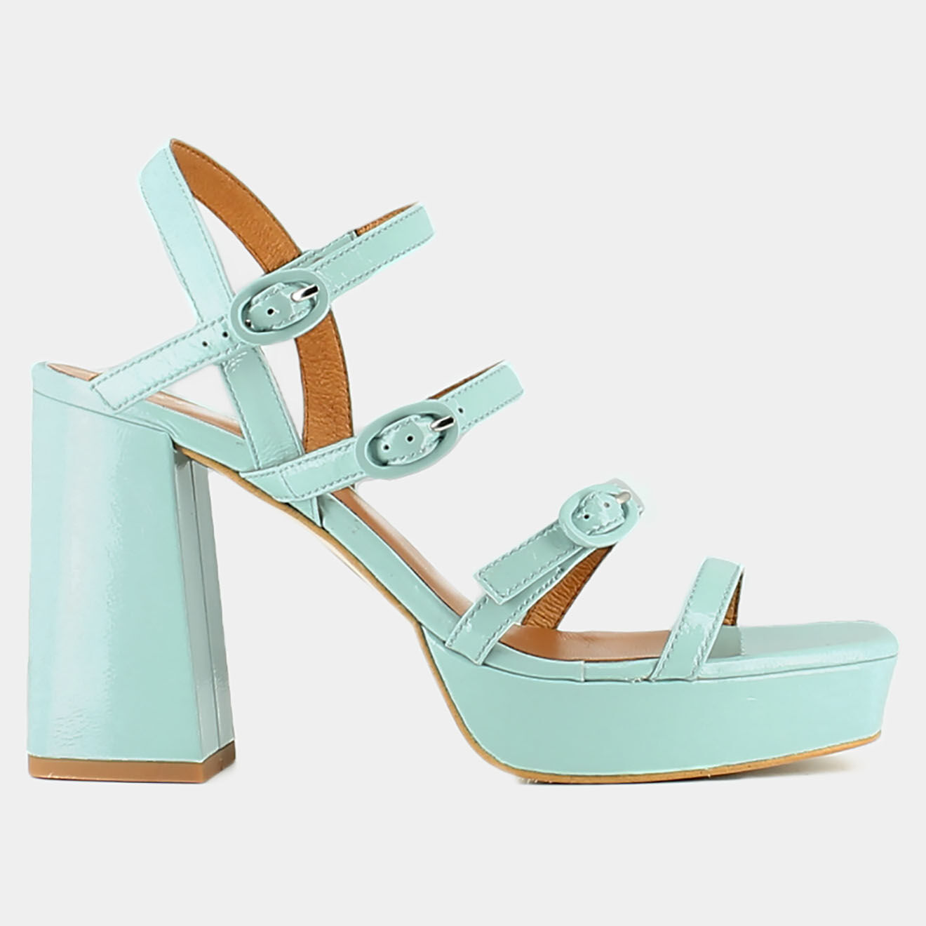 Jonak Sandales en Cuir verni Valens turquoise clair - Talon 9 cm