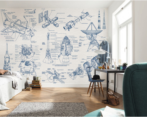 Fotobehang vliesbehang IAX8-0016 Into Adventure Spacecraft Architecture 8-delig. 400x280cm