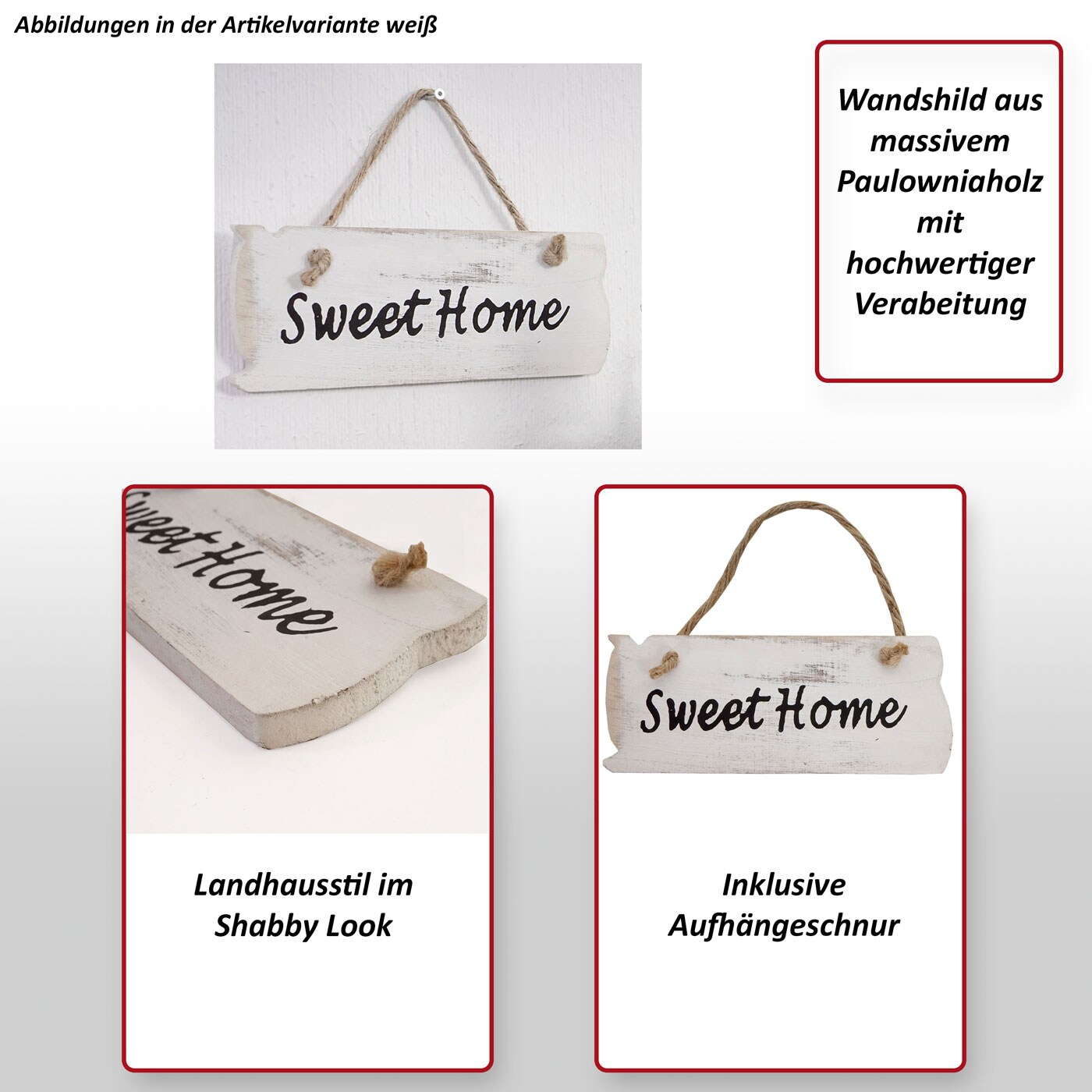 Wandschild My Own Place, Dekoschild Holzschild, Shabby-Look 10x25x1cm ~ weiß