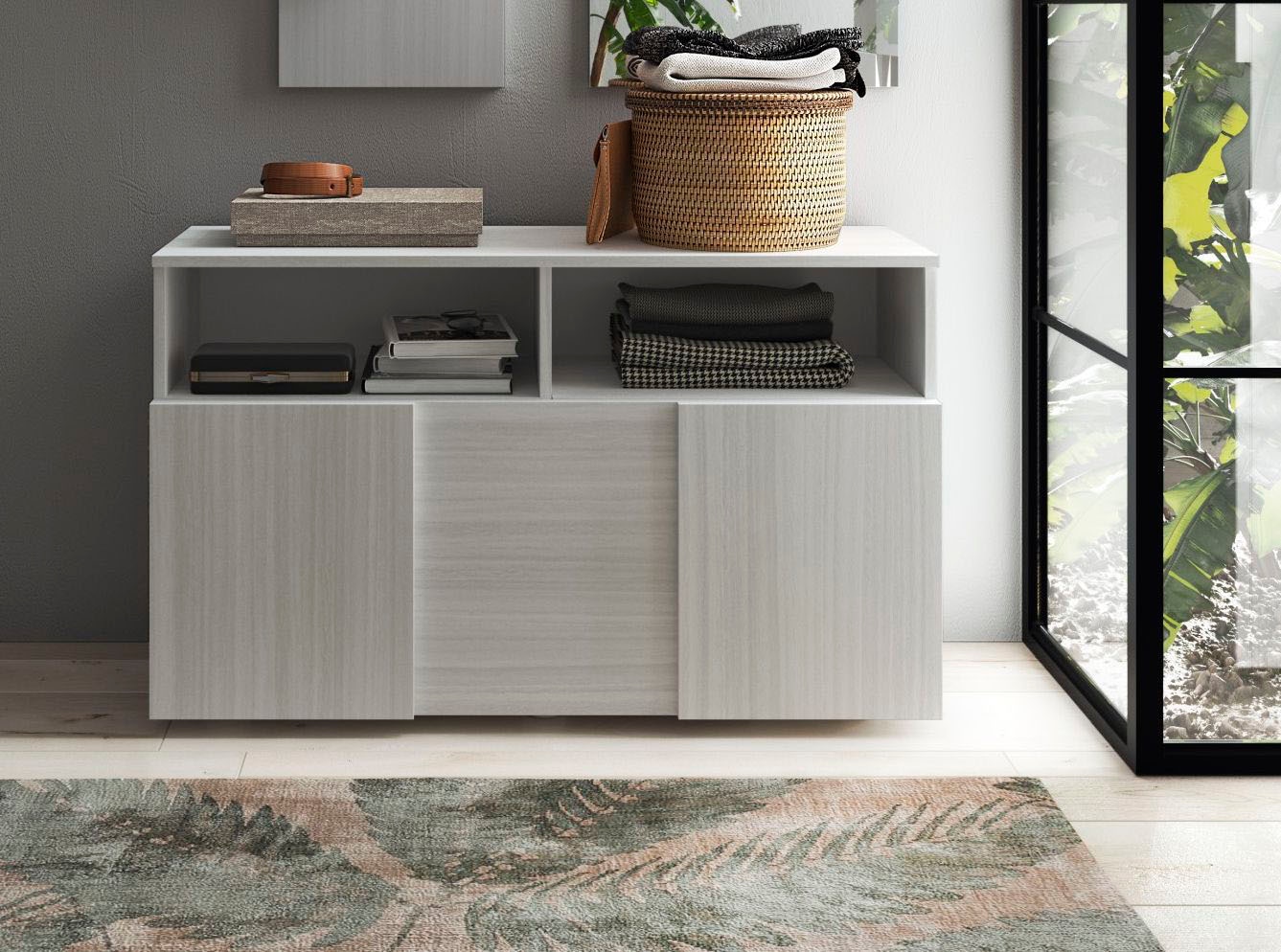 INOSIGN Garderobenschrank »Dama, Breite 91 cm, Höhe 51 cm, Schuhbank 1 Klappe« Garderobenbank, Front in 3D-Optik
