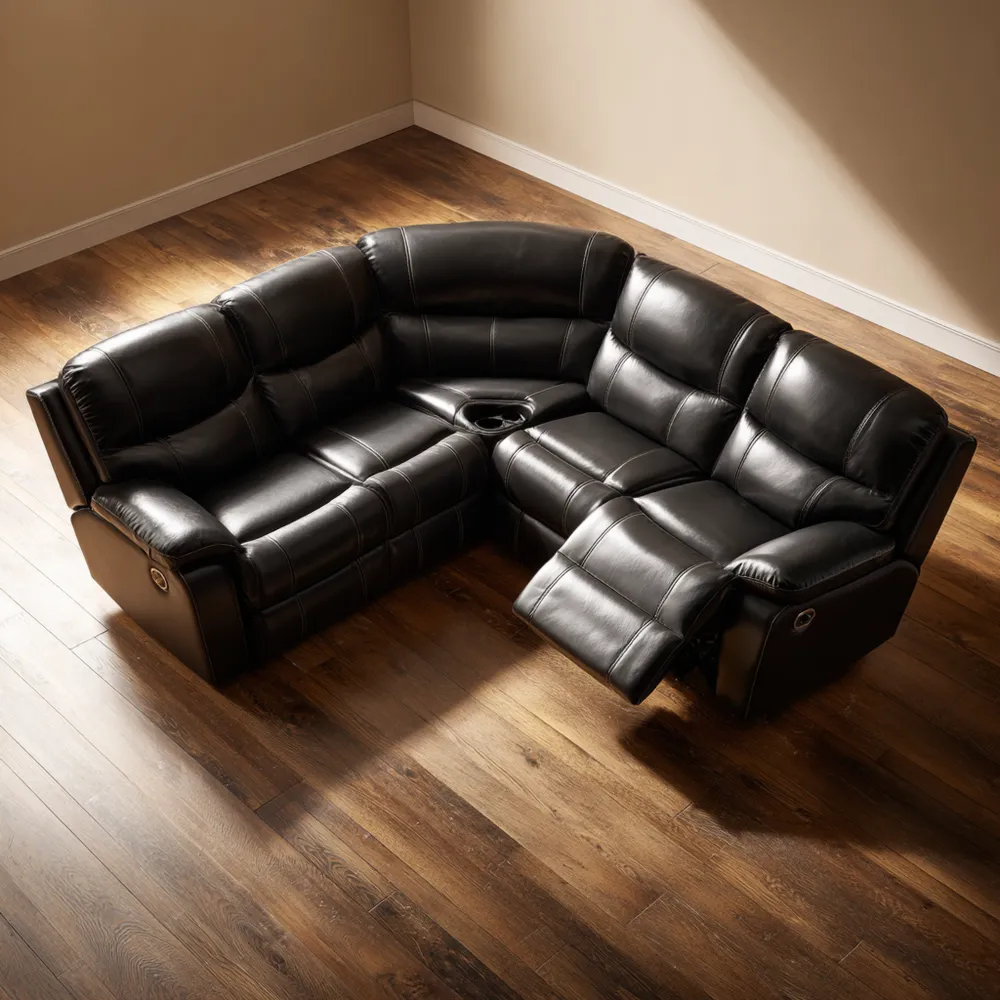 Ecksofa Kunstleder mit Relaxfunktion – 250x150x95 cm – Schwarz – Moderner Stil