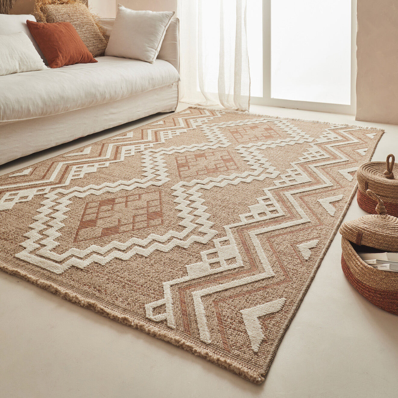 Nazar Rugs Tapis aspect jute TULUM 9054 intérieur & extérieur terra - 120x170 cm