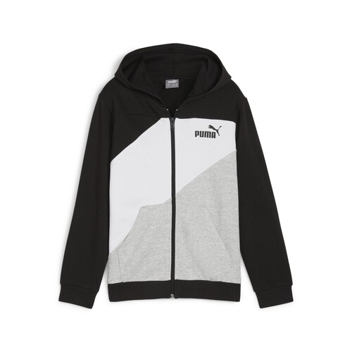 Puma - PUMA POWER COLORBLOCK FULL-ZIP HOODIE - Noir / Blanc