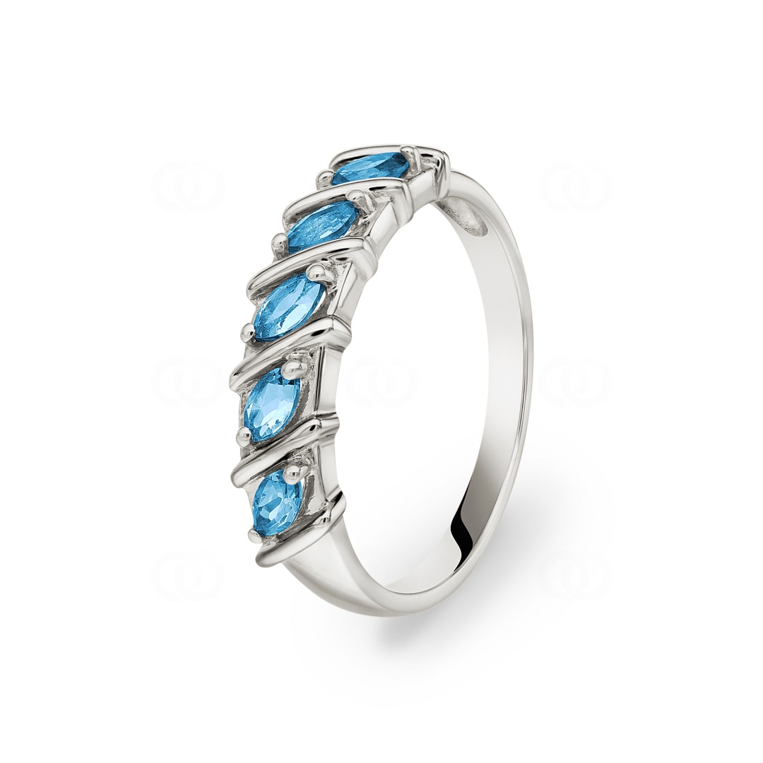 Ring 750/18 K Weissgold mit Blautopasen Ø 56