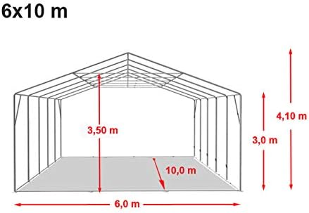 TOOLPORT Zelthalle 6x10 m / 3m Seitenhöhe Garage Industriezelt Lagerhalle PVC Plane 850 N wasserdicht grau