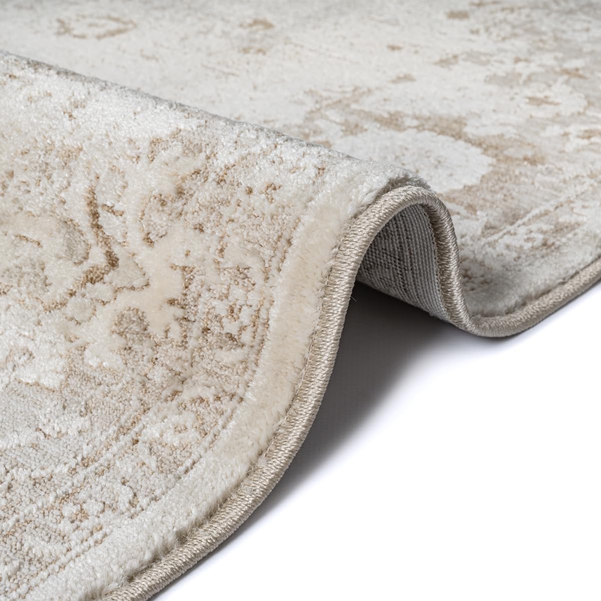 the carpet Nuvra Teppich Flauschig Weich & Pflegeleicht, Modernes Design, Oeko-Tex Standard 100, Wohnzimmerteppich Schlafzimmerteppich, Bordüre, Beige, 200 x 290 cm