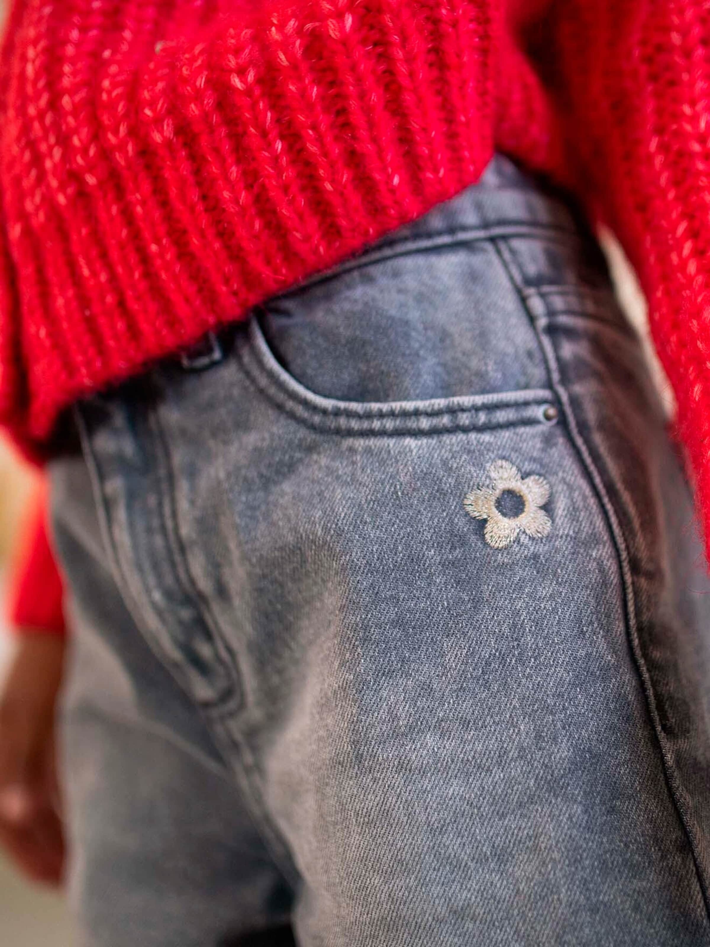 Vertbaudet Weite Mädchen Jeans mit Dehnbund, Bundweite verstellbar grauer denim