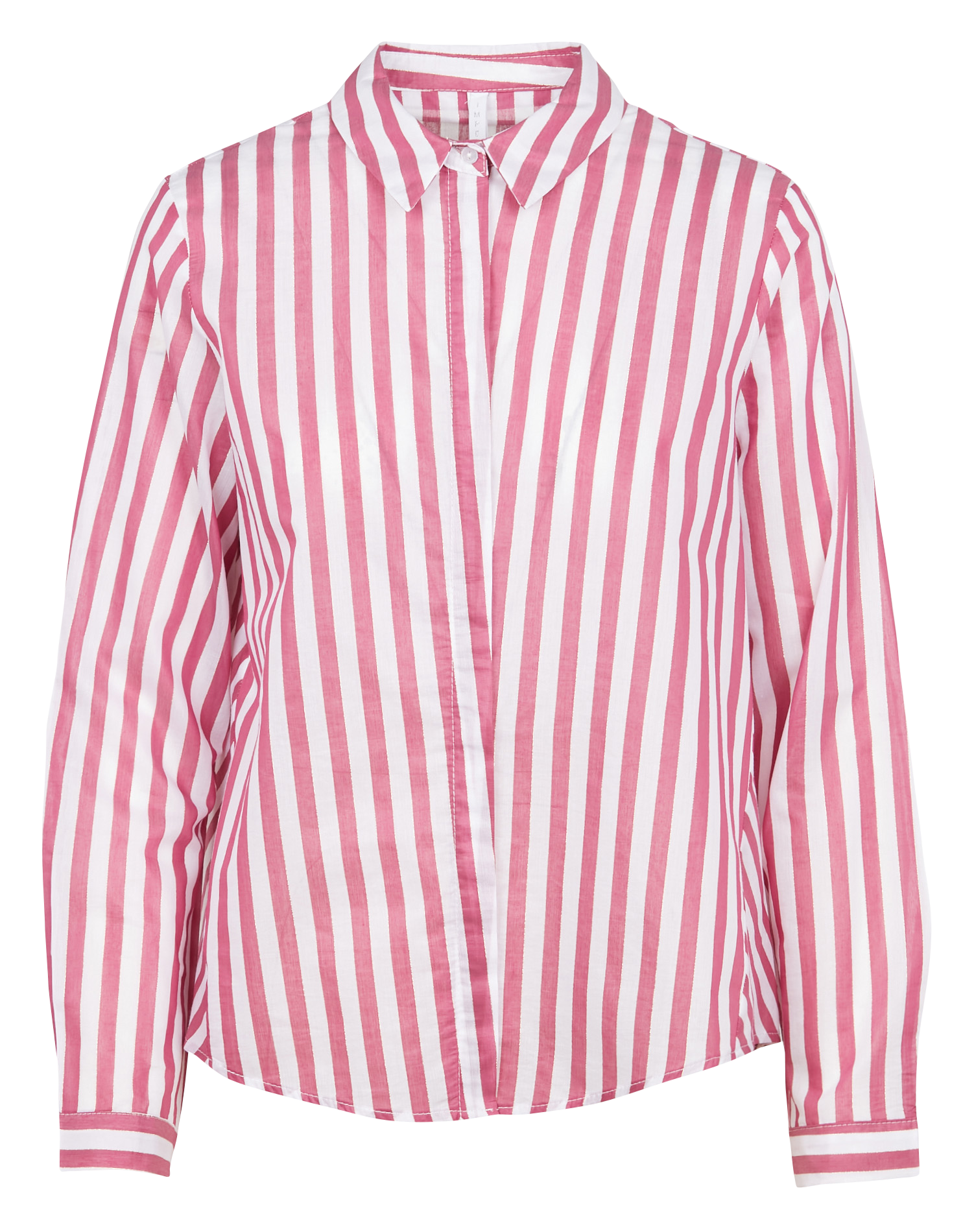 Chemise col classique rayée en coton mélangé| Rose