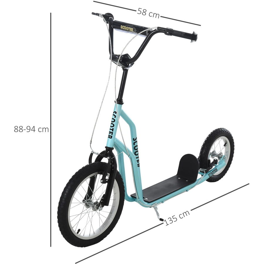 HOMCOM Kinderroller mit Handbremse blau