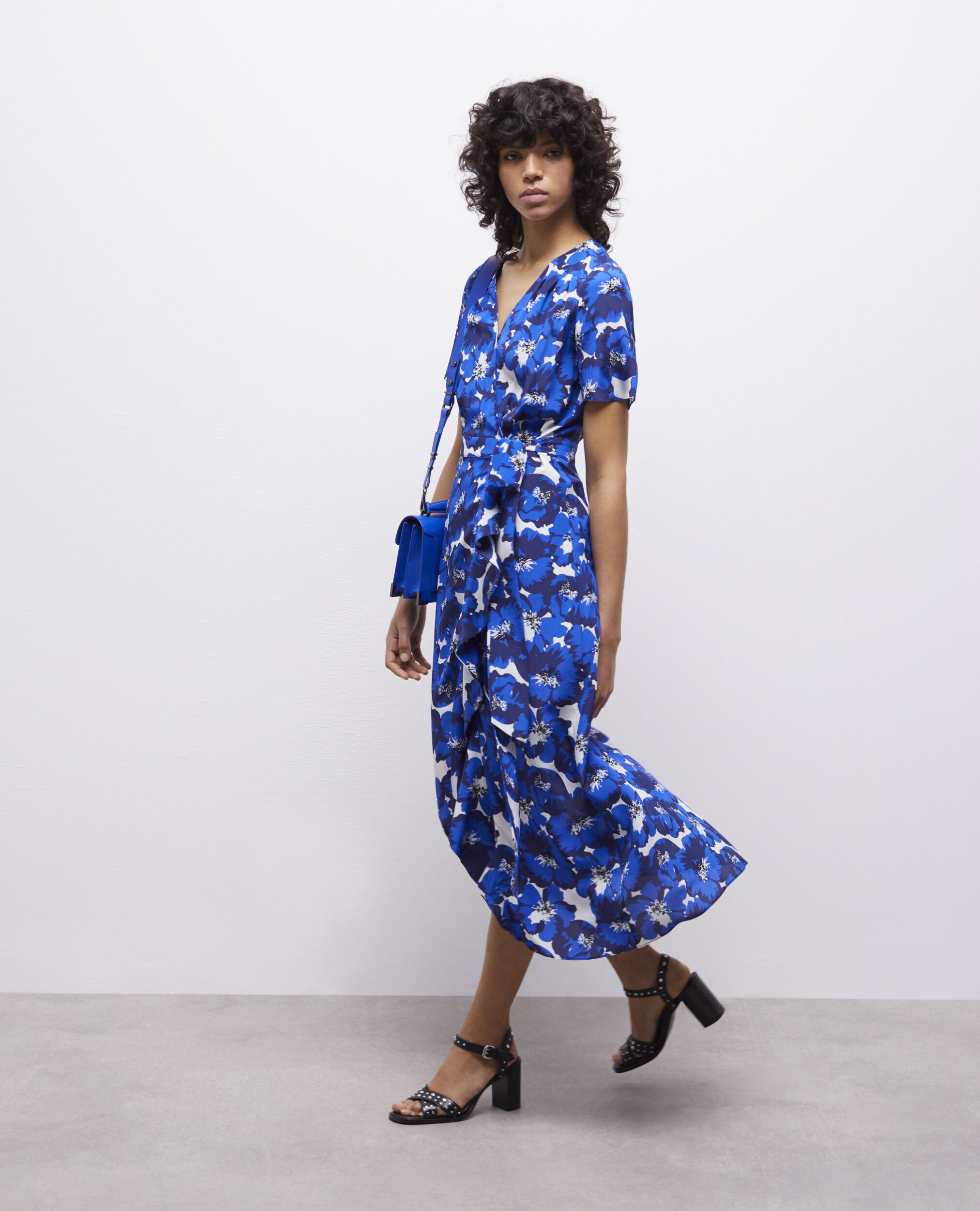 Robe portefeuille longue imprimée en soie