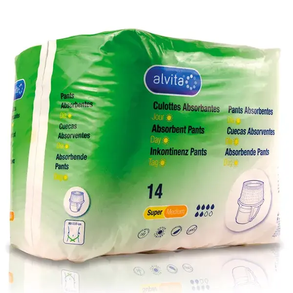 Calcinhas Alvita Super Absorventes Médias, pacote com 14 unidades