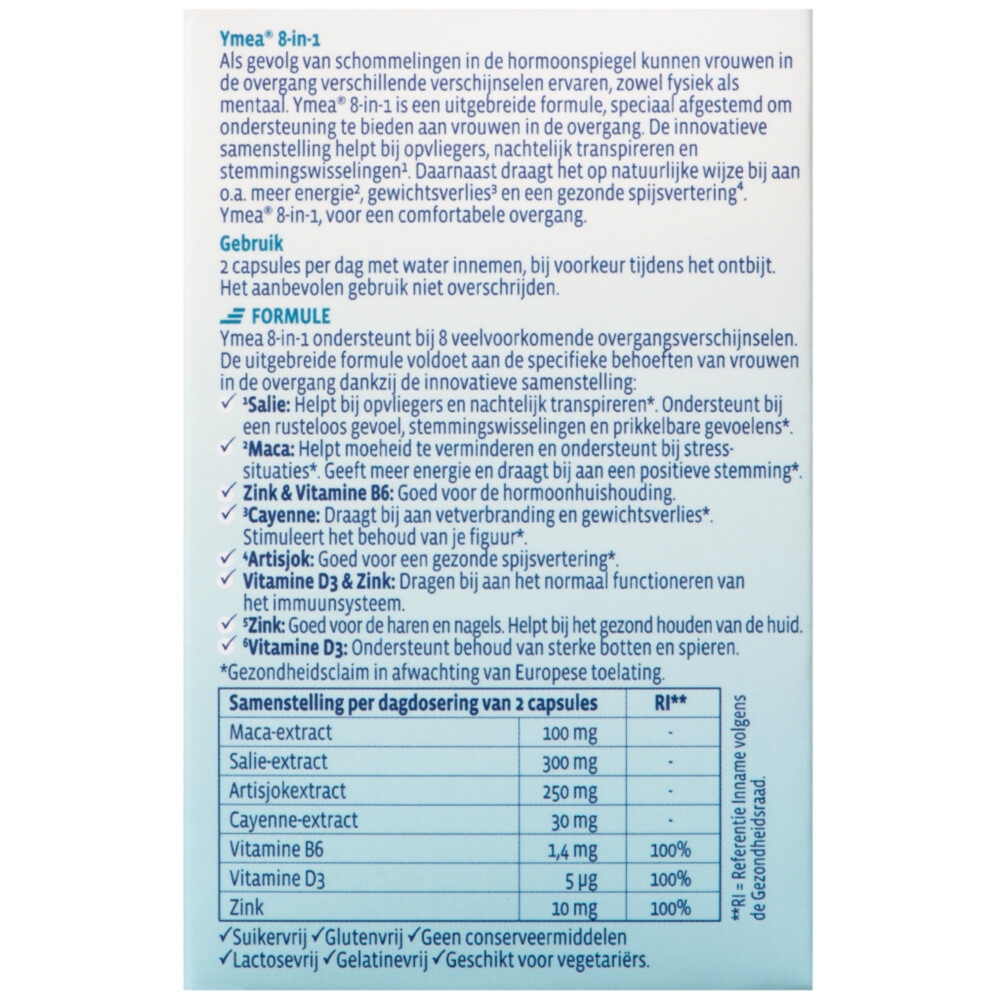 2x Ymea Overgang 8 in 1 Capsules64 capsules