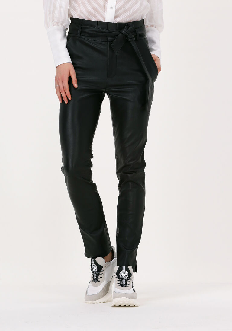 EST\\'SEVEN zwarte est'seven pantalon est'paper bag stretch leather
