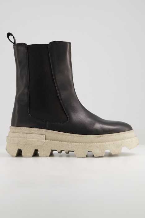 Chelsea-Boots, Leder, farbige Plateausohle, Weite H
