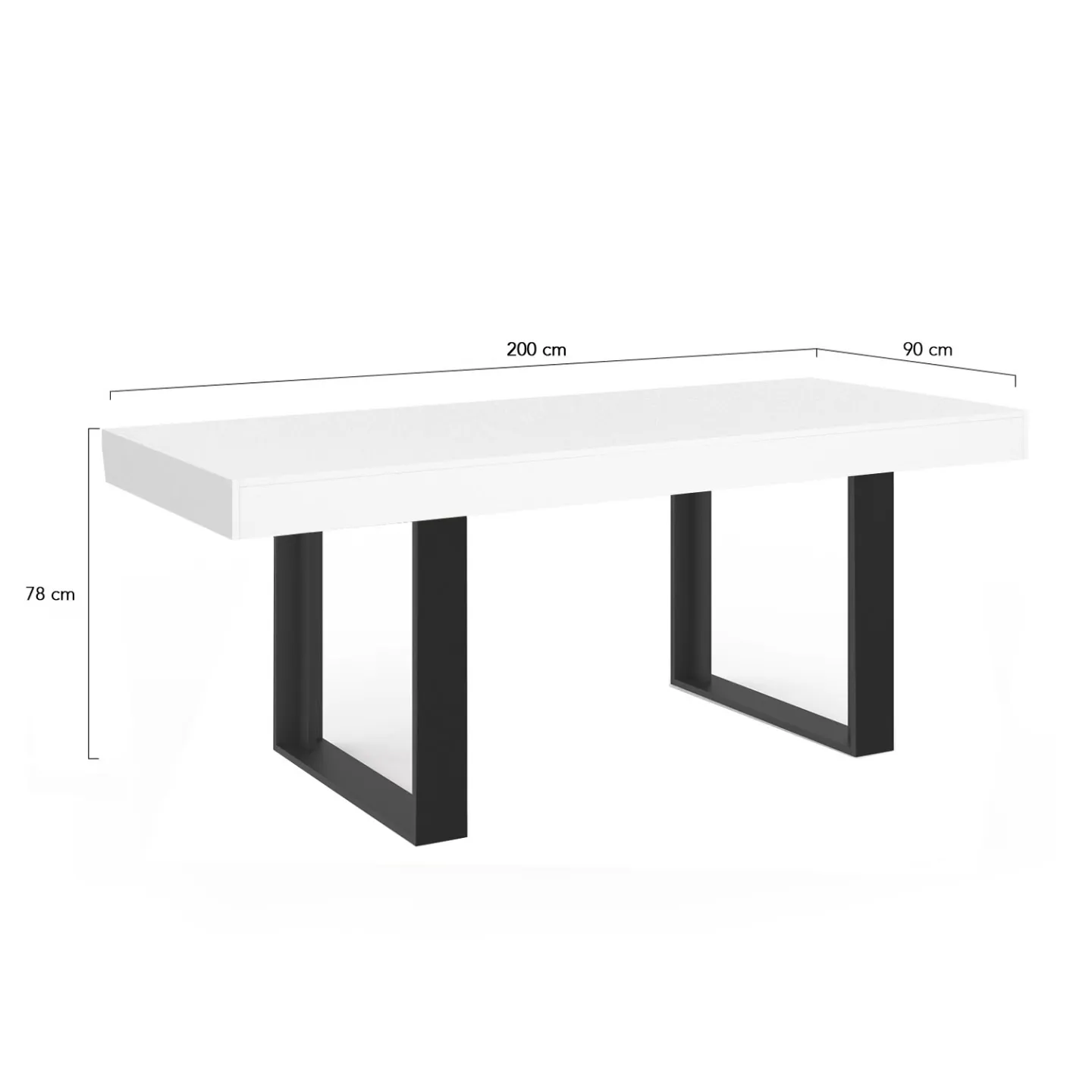 Table à manger rectangle PHOENIX 8 personnes bois blanc 200 cm
