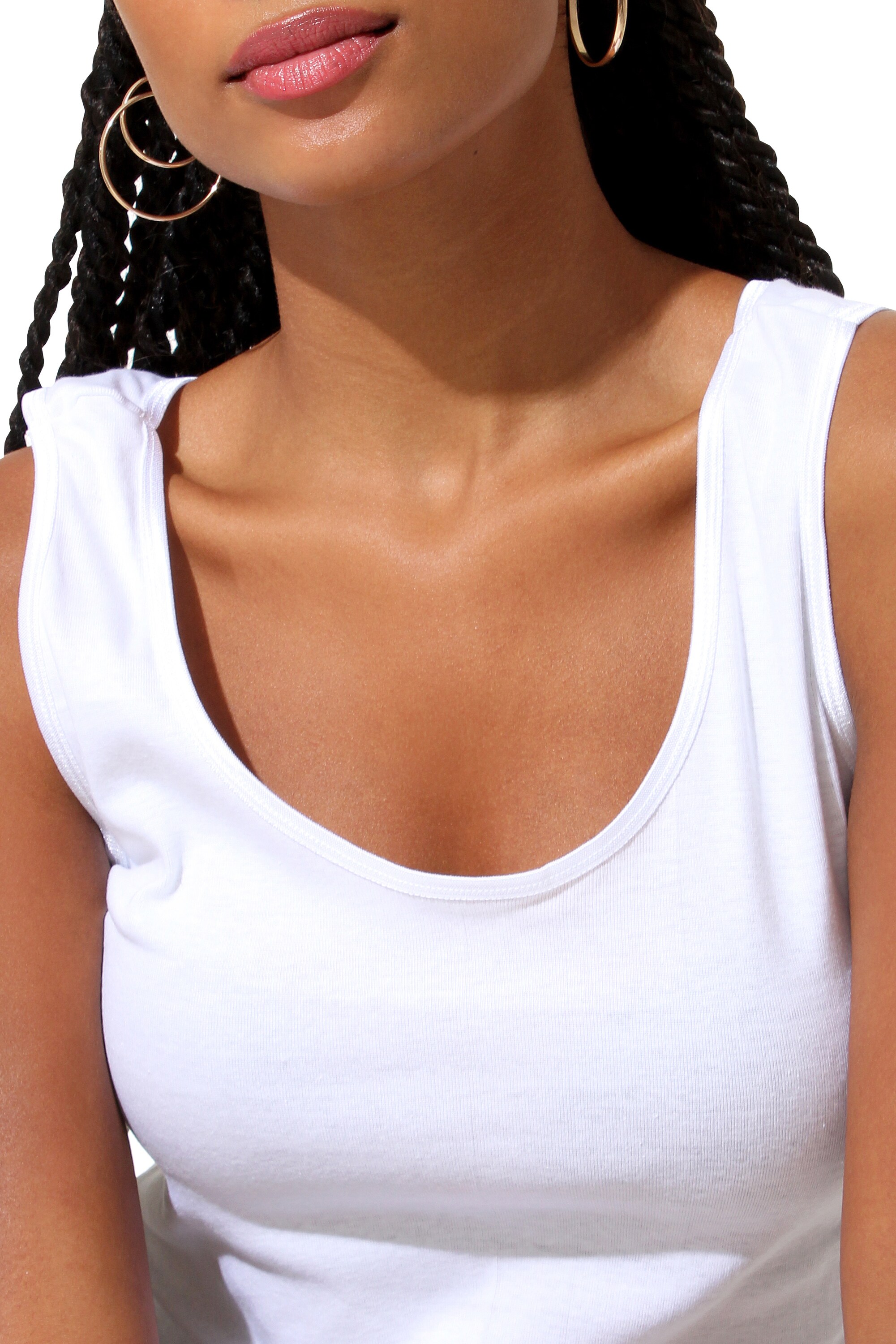 Yenita® Tank Top 4er Set, mit Satinband-Einfassung