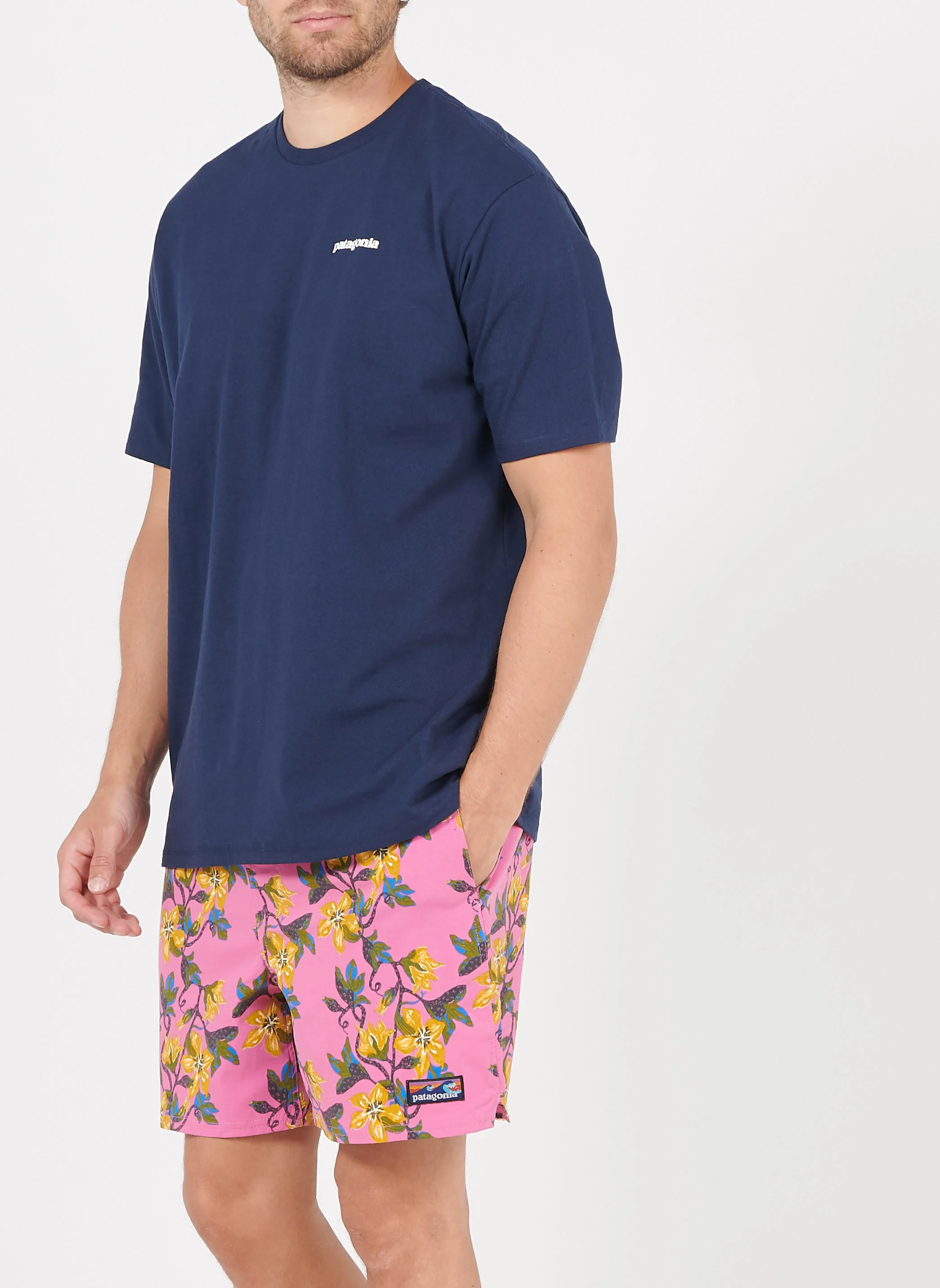 Tee-shirt col rond regular-fit sérigraphié en coton mélangé | Bleu