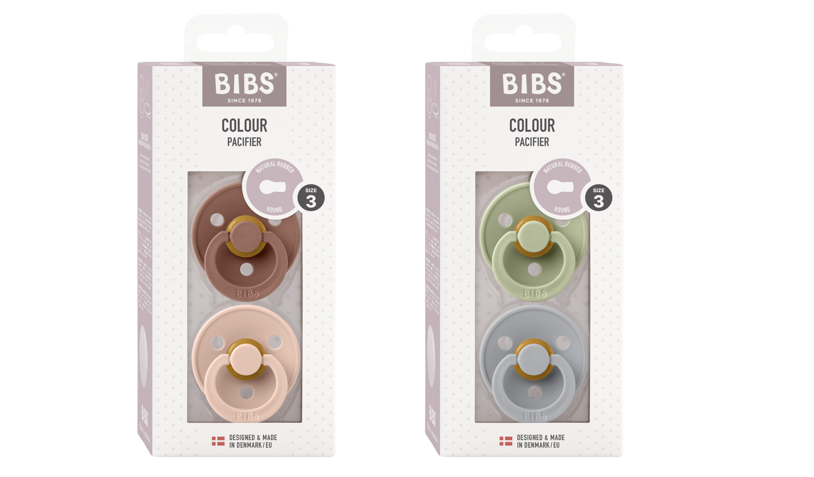 BIBS - Pacifier Colour 2 PAK - Woodchuck/Blush & Sage/Cloud - Str 3