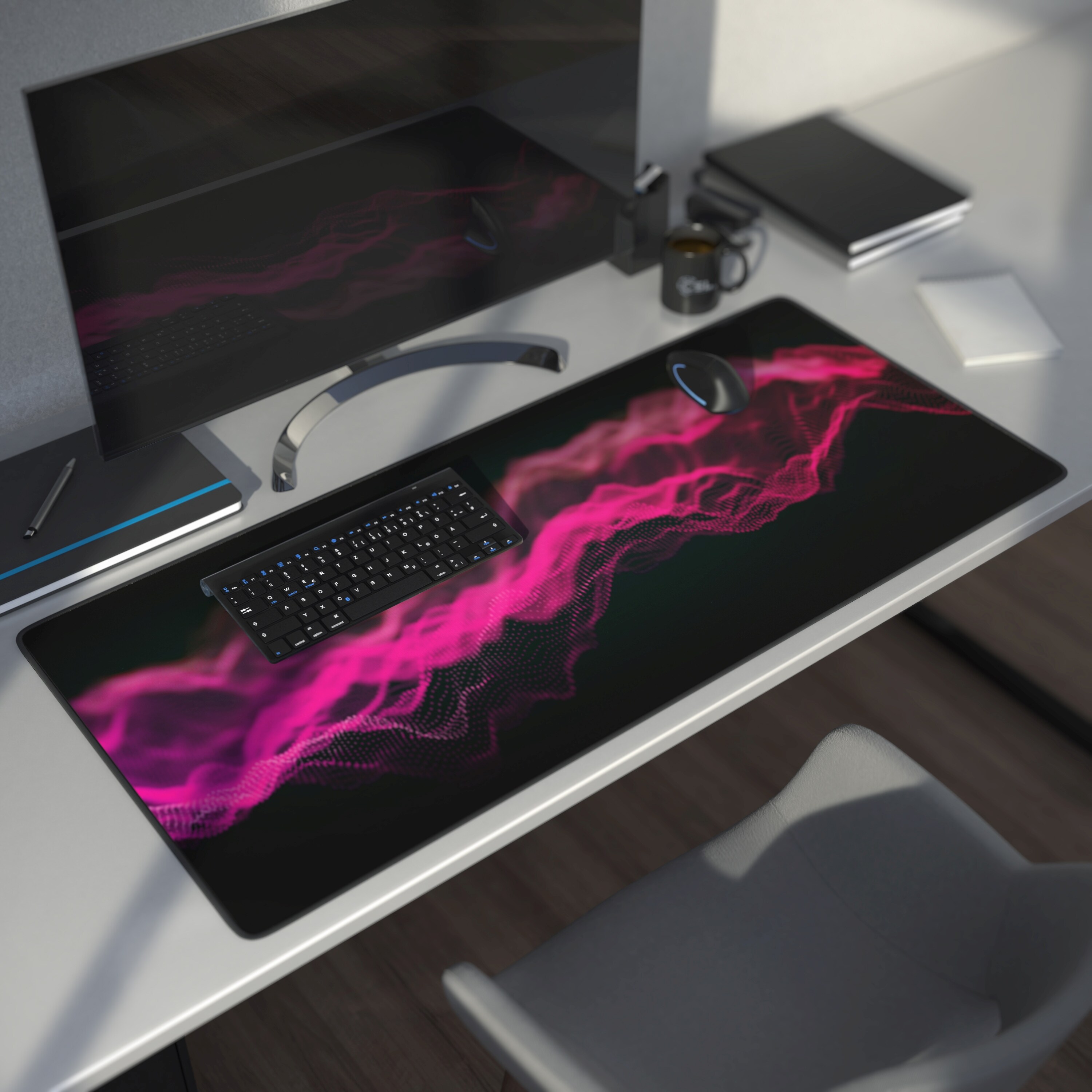 CSL Gaming Mauspad, XXL, Mousepad, 900 x 400 x 3 mm, Tischunterlage, abwaschbar, Pink Wave