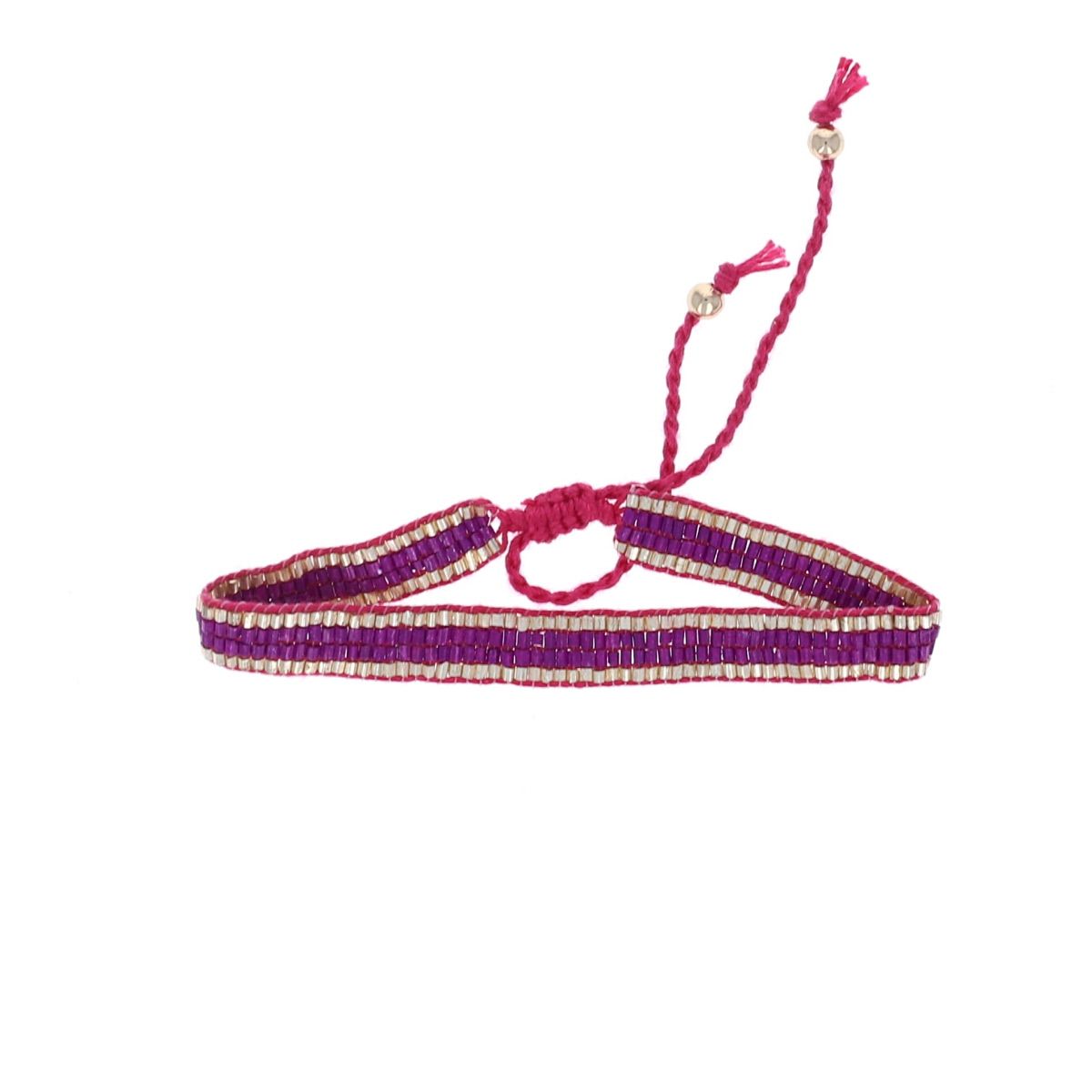 Bracelet tissé avec perles rose fuchsia Pondie Chérie