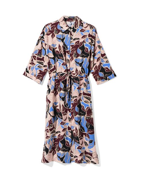 robe boutonnée Isabel avec feuilles pour femmes bleu