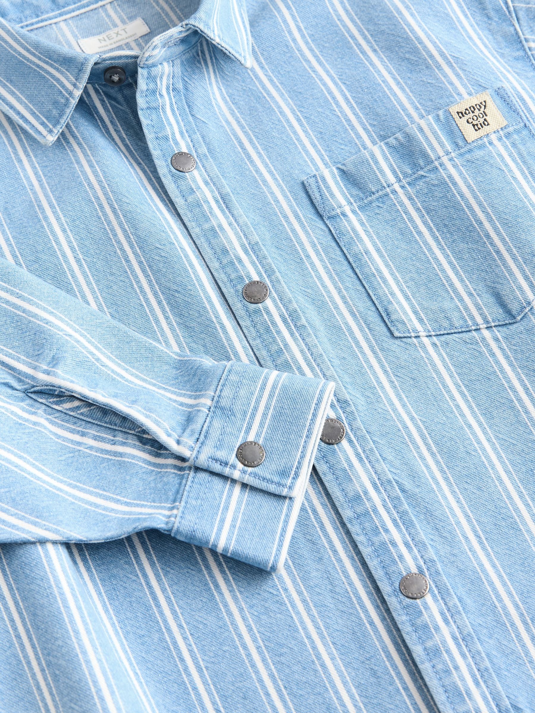 Blauw gestreept - Denim overhemd met lange mouwen (3 mnd - 7 jr)