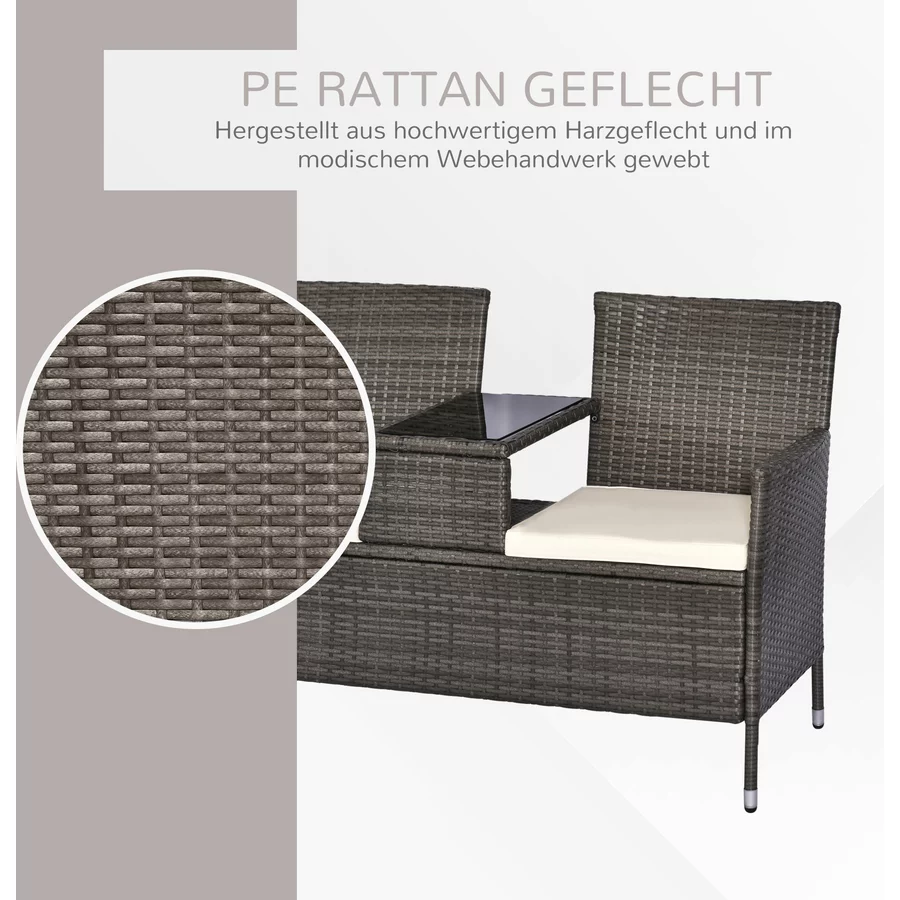 Outsunny Polyrattan Gartenbank grau