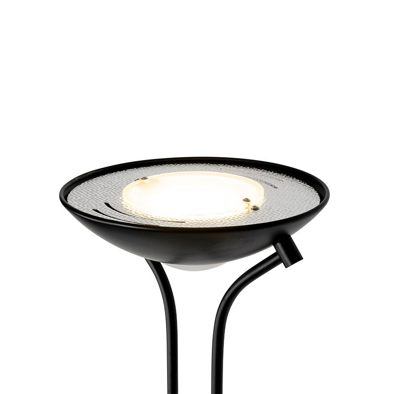 Moderne vloerlamp zwart met leeslamp incl. LED dim to warm - Diva
