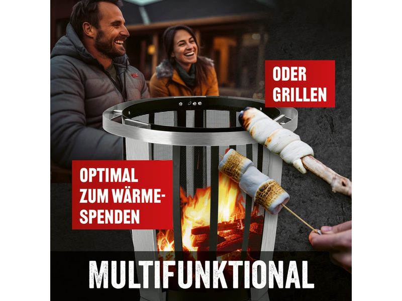 Landmann Feuerkorb Rund 55 cm, Heizstrahler Raucharmes Feuer durch clevere Luftzirkulation