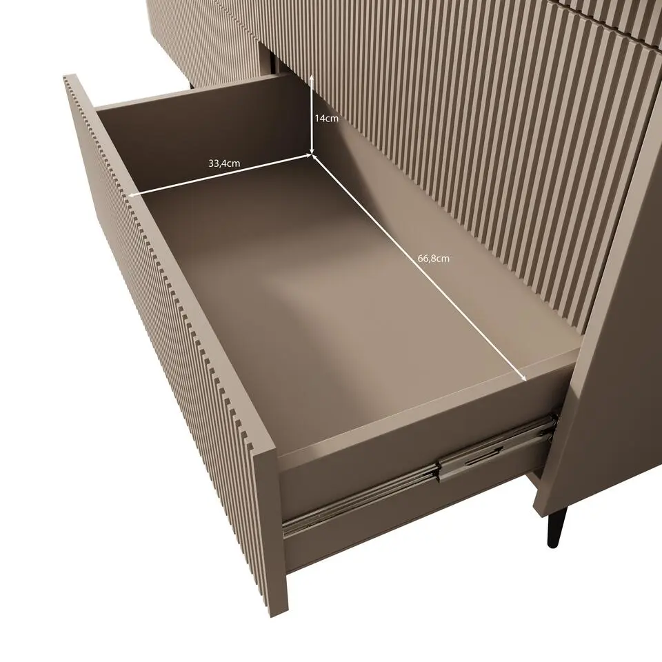 Meubella - Asty - Ladekast met 6 lades - Donker eiken - 150x41x92 cm