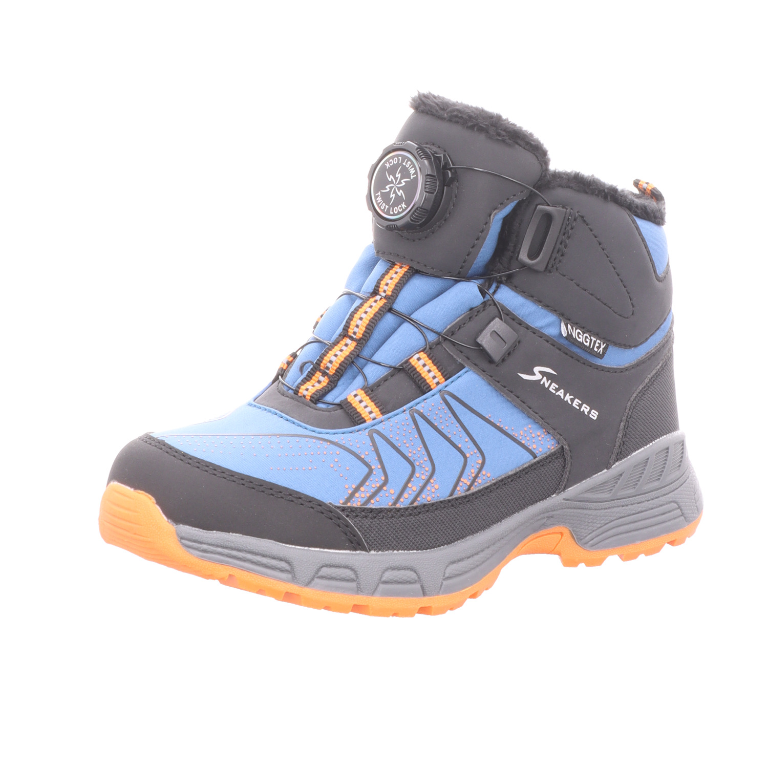 Sneakers Kinder-Jungen-Outdoor-Allwetterstiefel Blau-Schwarz-Orange