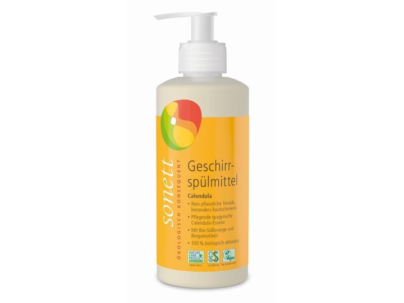 Sonett Geschirrspülmittel Calendula 300 ml Wasserhärteunempfindliches, ergiebiges Mittel für das Geschirrspülen von Hand