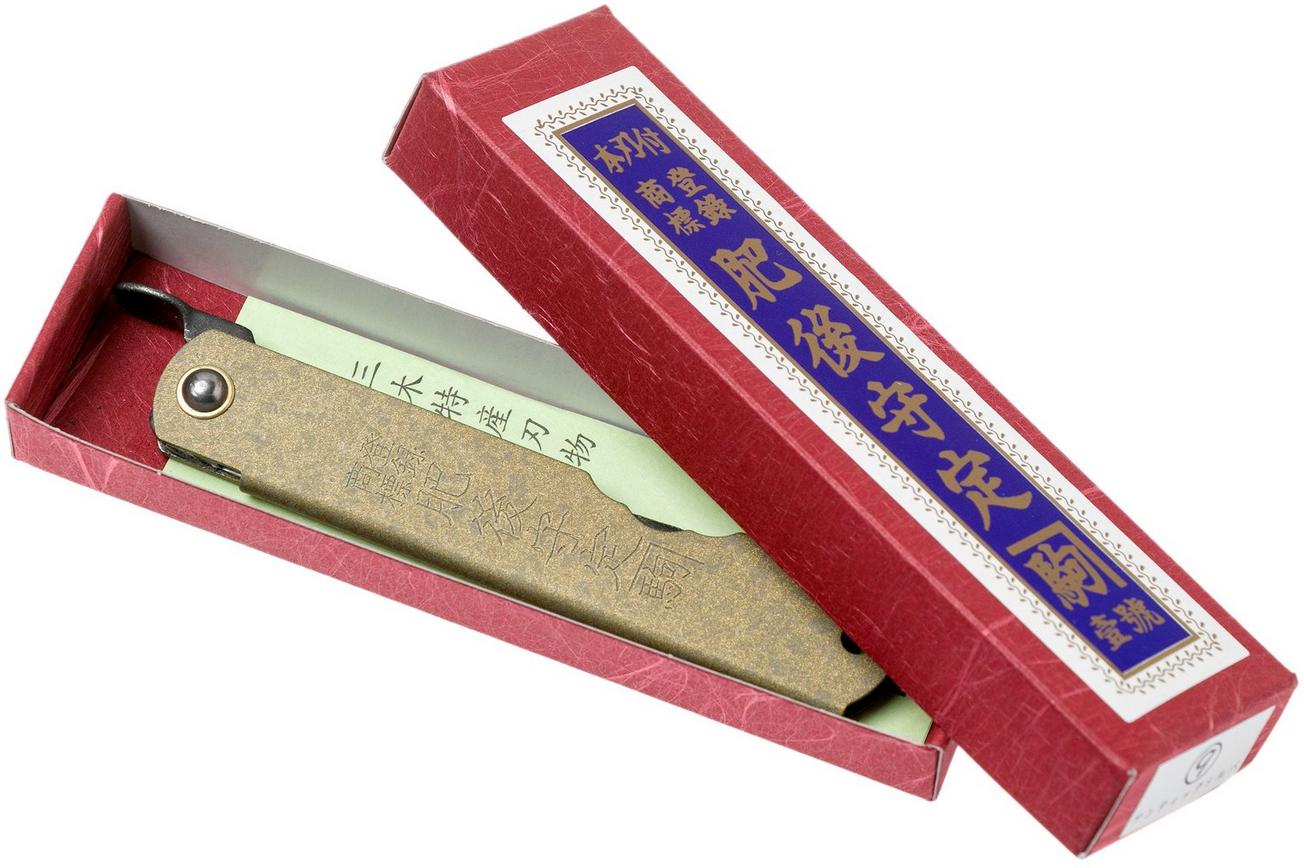 Higonokami zakmes 7,3 cm HIGOC1B, Blue paper steel, Bronze Finished Steel