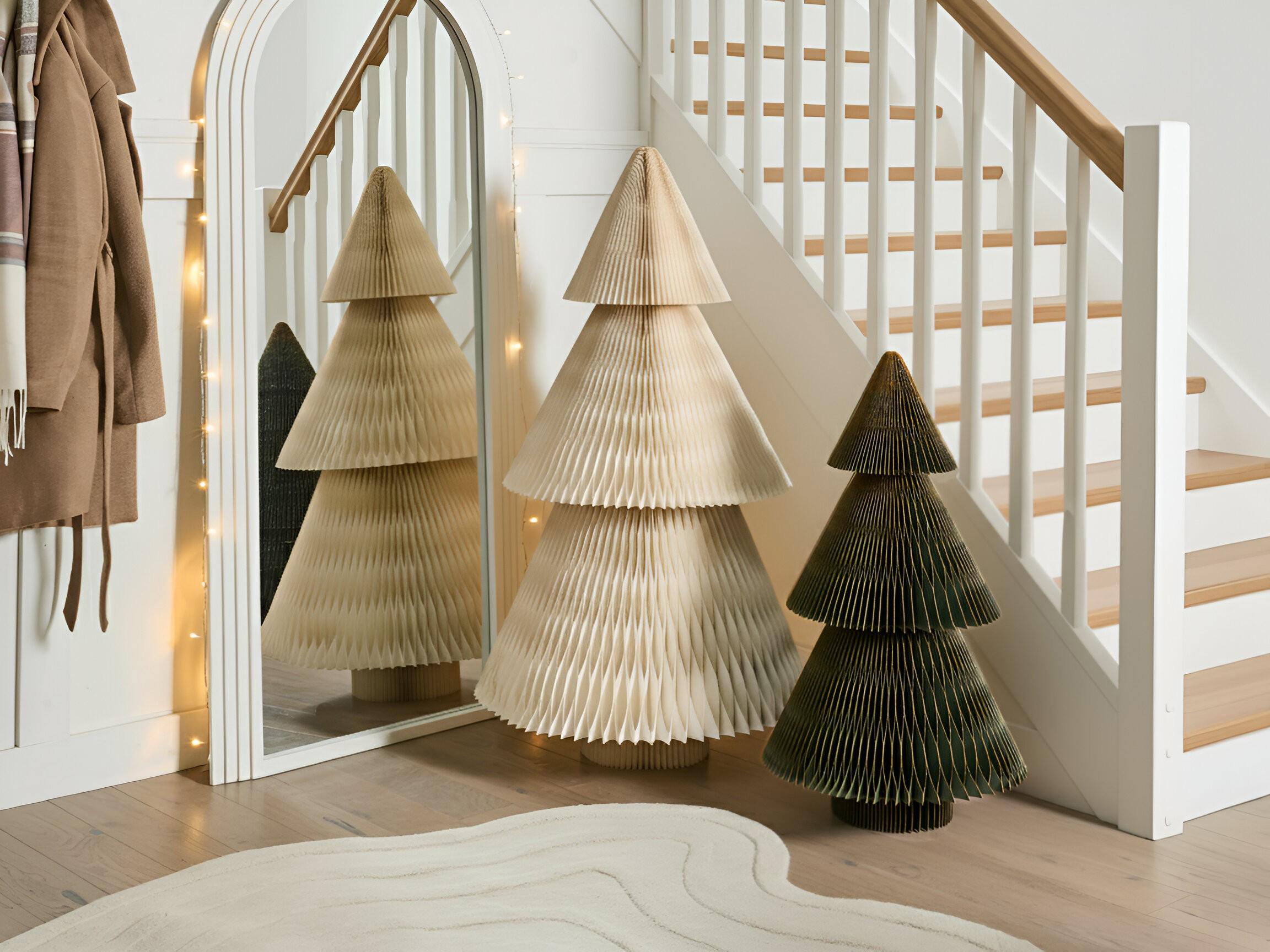Set van 2 kerstdecoraties VEFSNA Kerstboom 90/122 cm Beige/groen