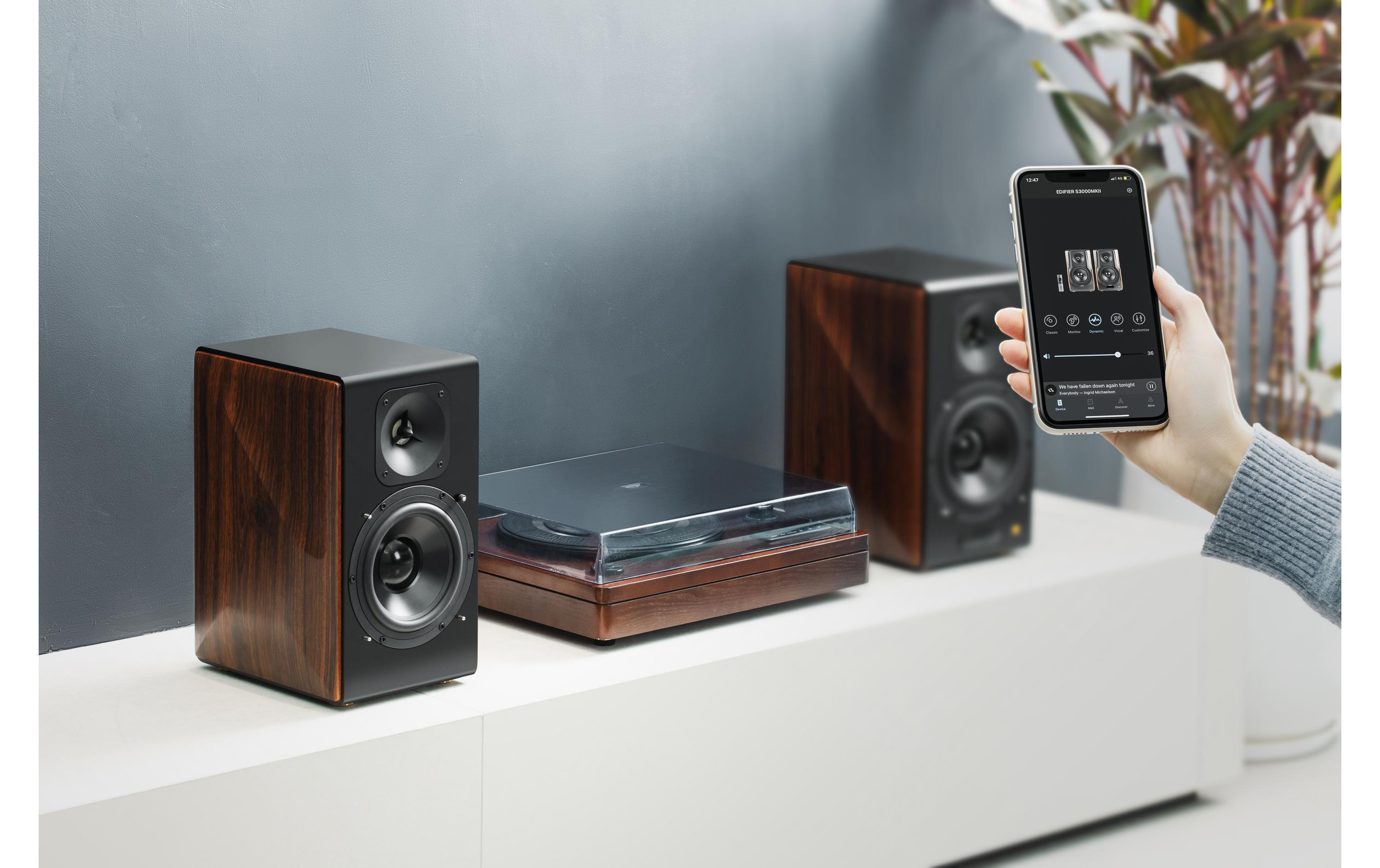 Regallautsprecher Paar S3000MKII Braun, Schwarz<br>Aktive kabellose 2.0 Lautsprecher