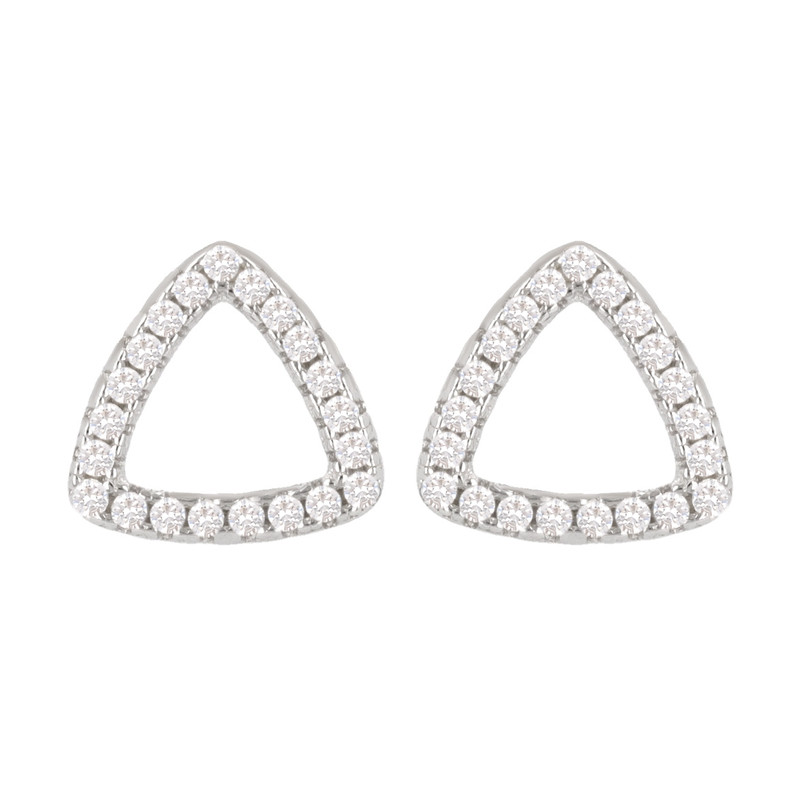 Boucles d'oreille argent rhodié évidée avec cubic zirconia