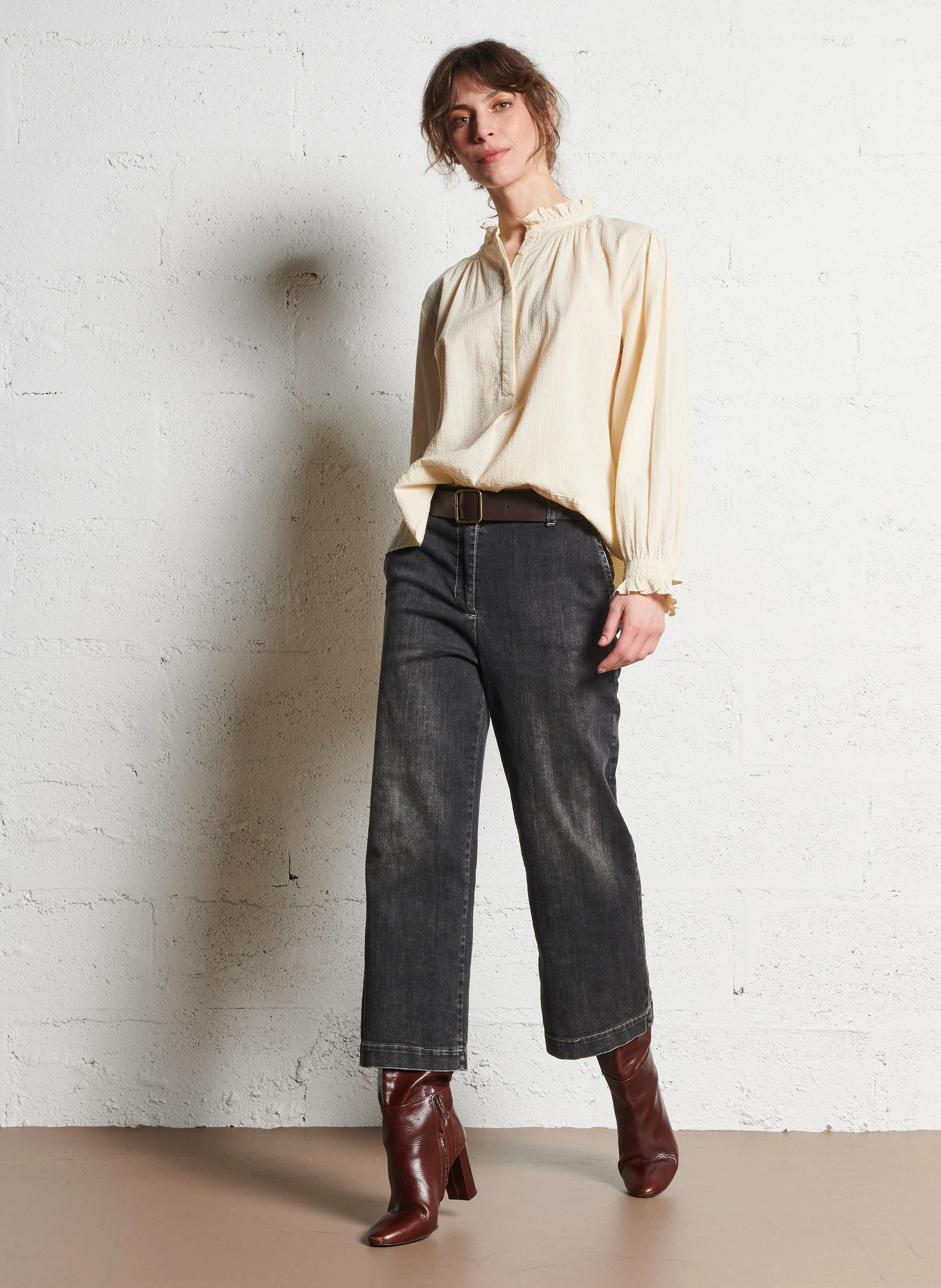 TOMMY - Blouse manches longues en coton | Beige