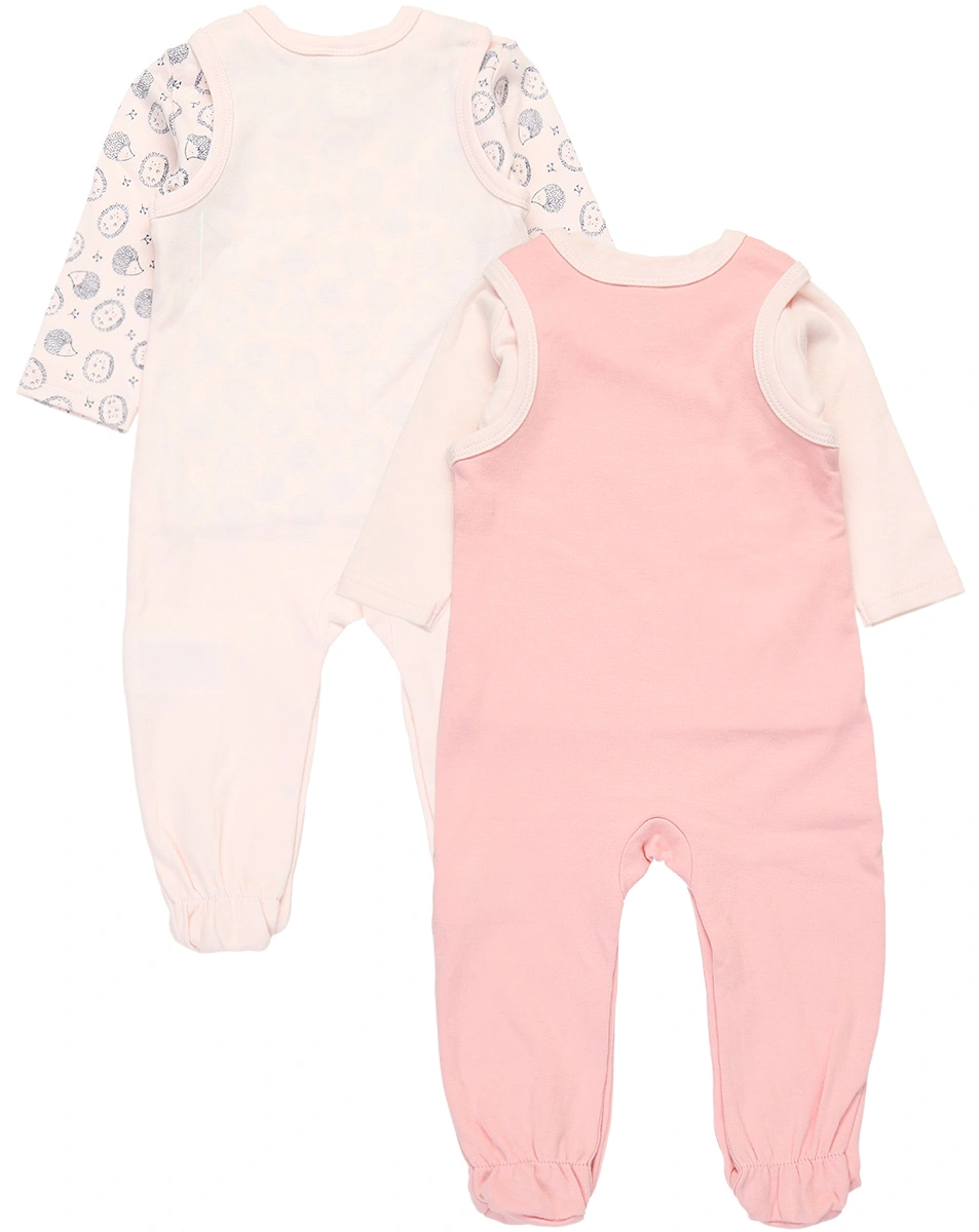Strampler IGEL mit Langarmshirt 2er-Pack in rosa