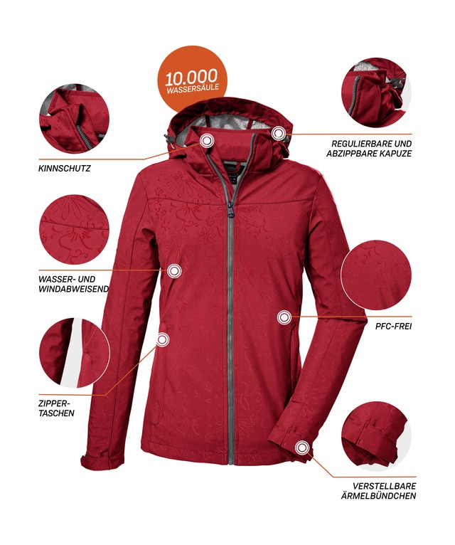 Killtec Softshelljacke »KOS 40 WMN SFTSHLL JCKT« Wasserabweisende, atmungsaktive Damenjacke aus recyceltem Material