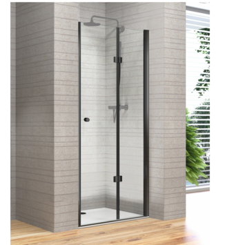 Allibert plooideur Palma 80x195 cm zwart/helder glas