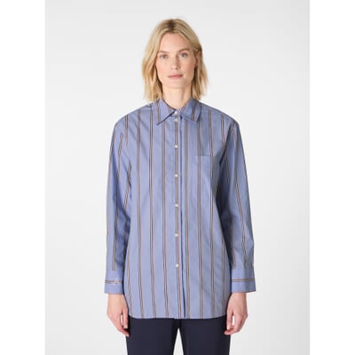 Damen-Hemdbluse gestreift, Hellblau