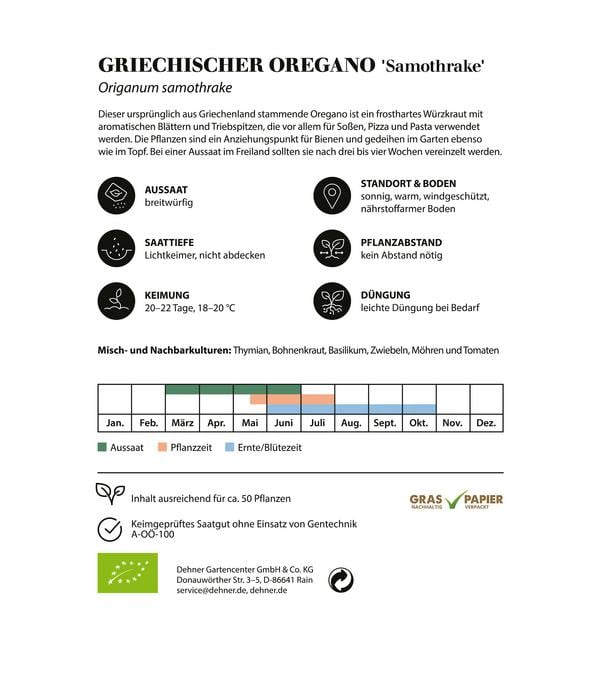Dehner Bio Saatgut Griechischer Oregano