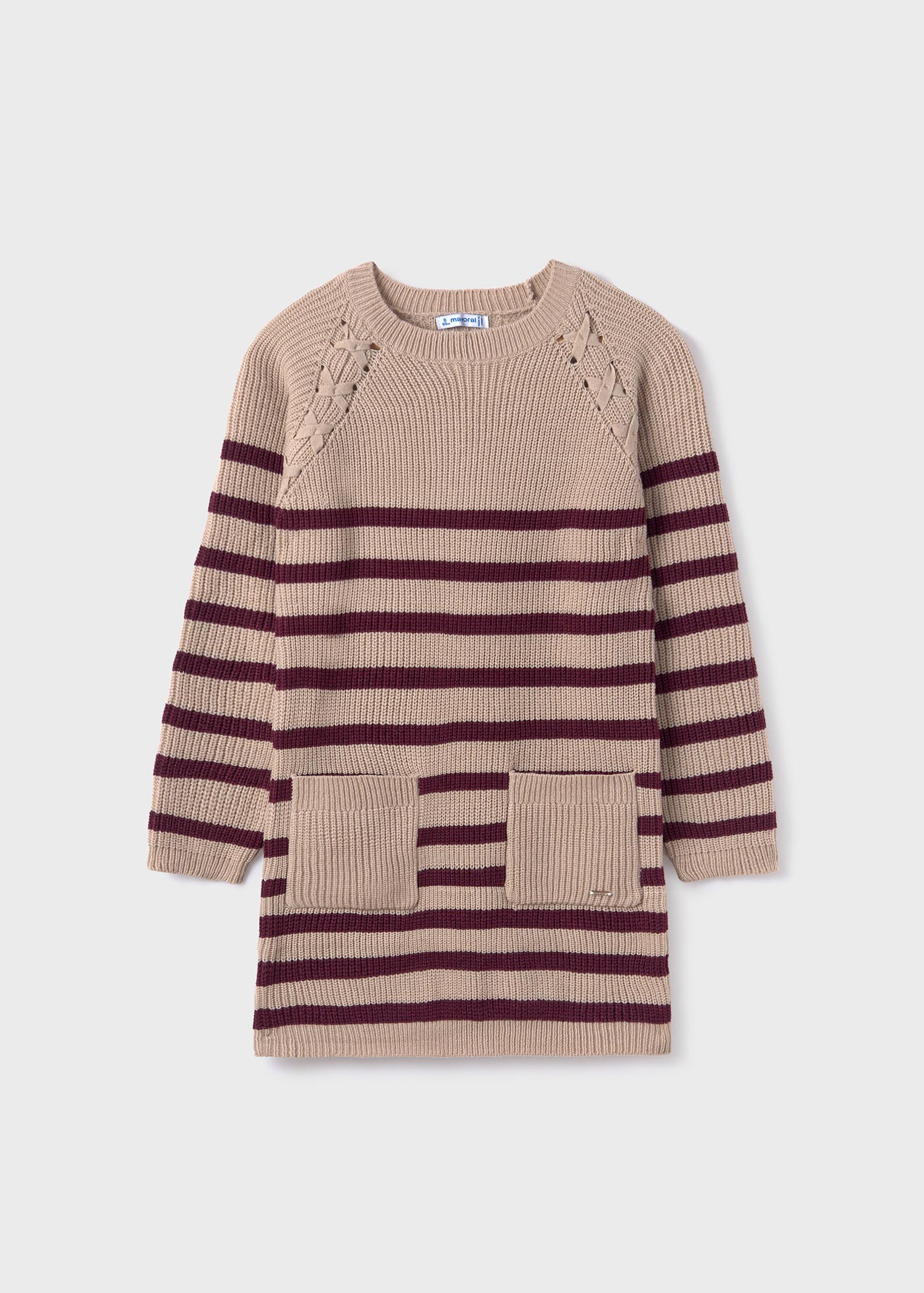 Vestido listrado infantil feito de malha de poliéster reciclado