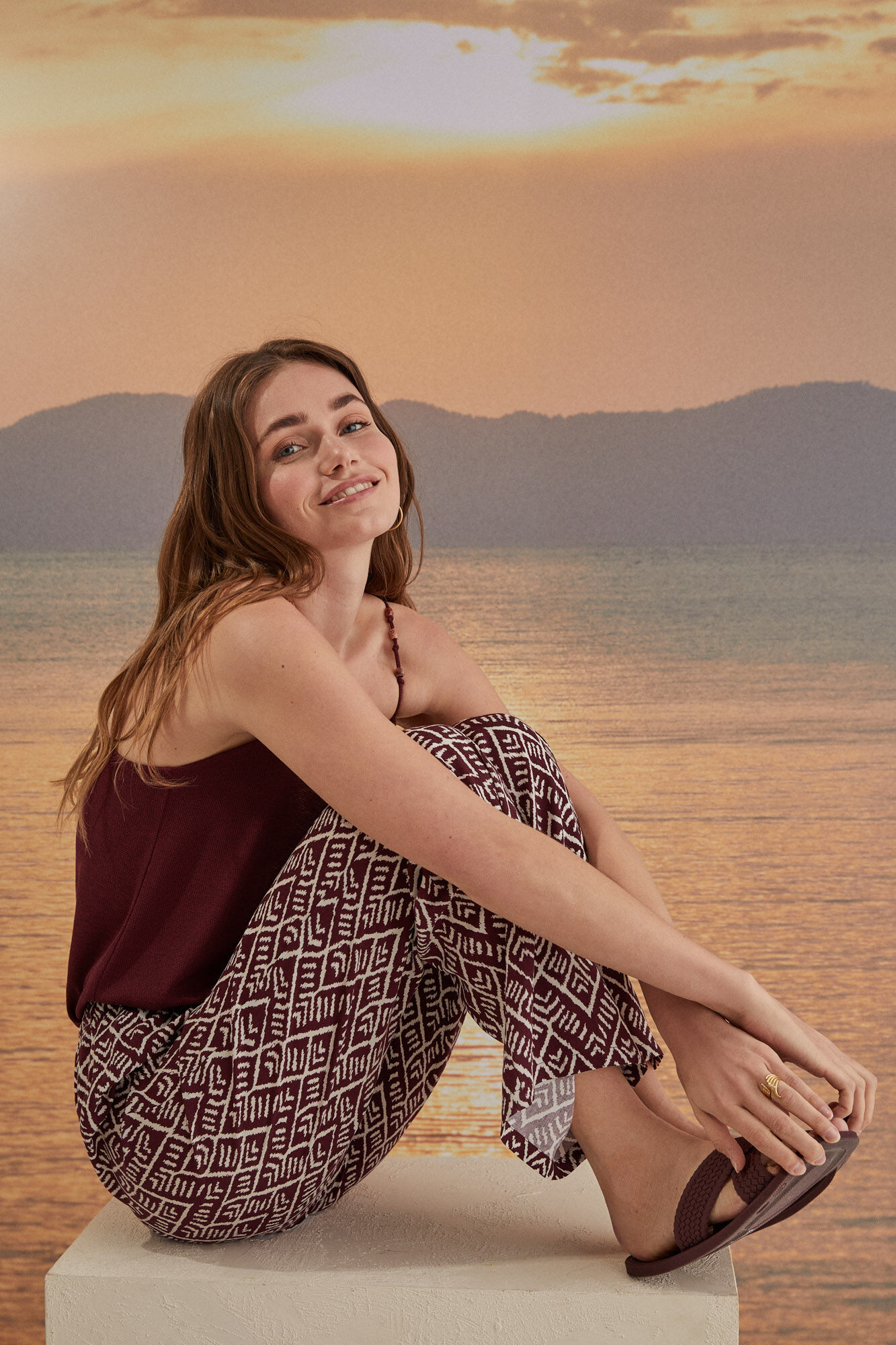 Calça Capri com estampa laranja - estampa