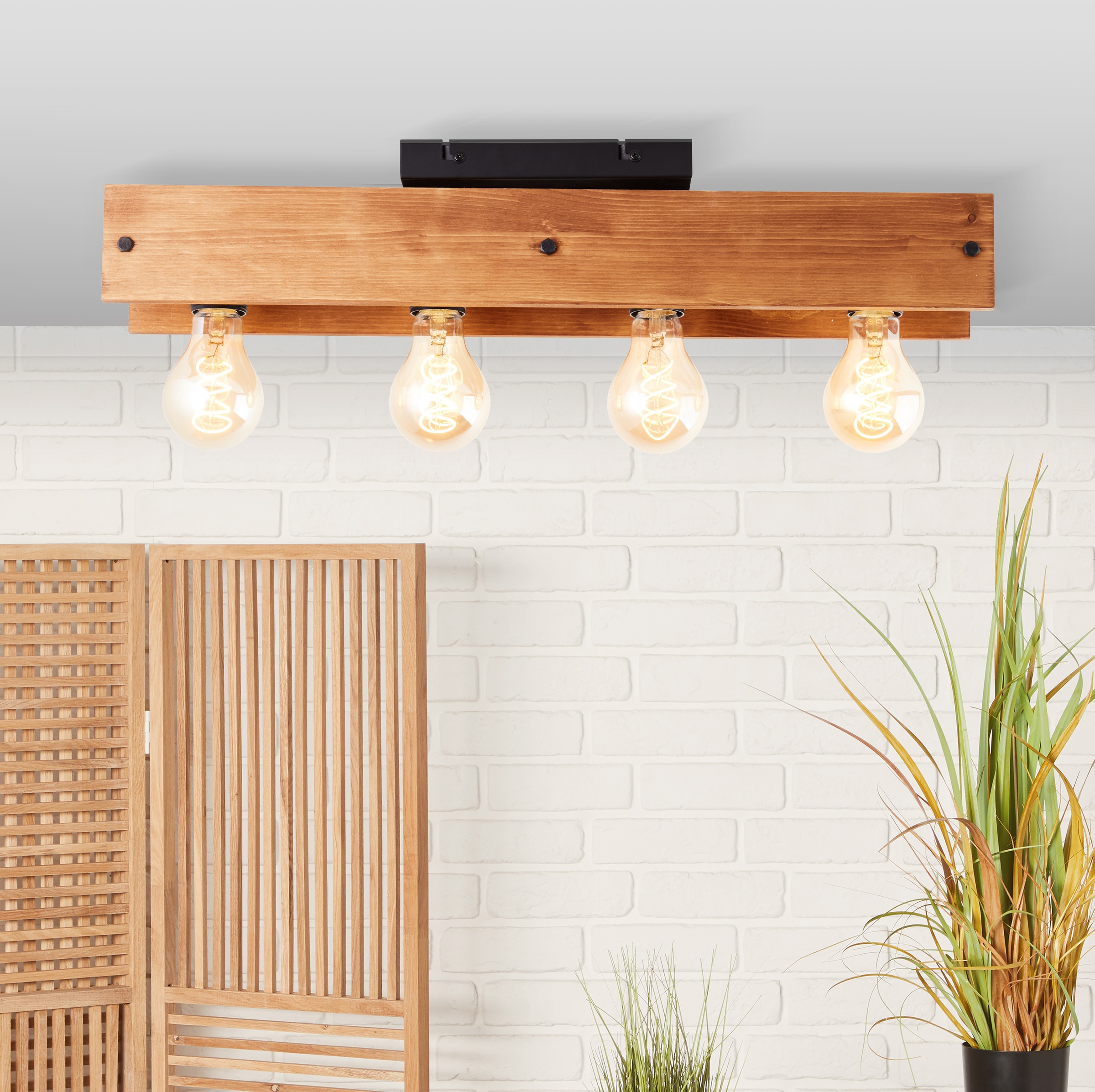 Brilliant Deckenleuchte »Calandra« E27 1 Stk. E27, Metall/Holz, schwarz/holz