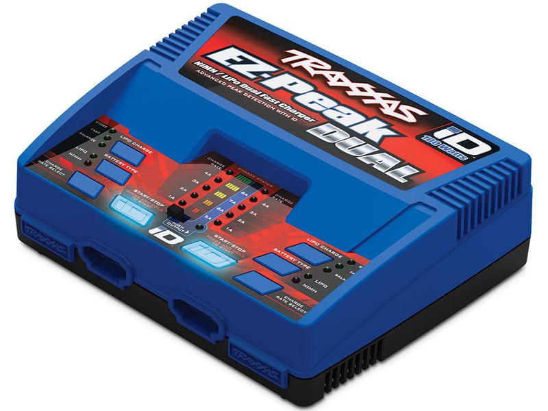 Traxxas Dual-Ladegerät EZ-Peak 8A, 100W, 2-3S 8-Ampere NiMH/Lipo Schnell-Ladegerät für Traxxas-ID Akkus