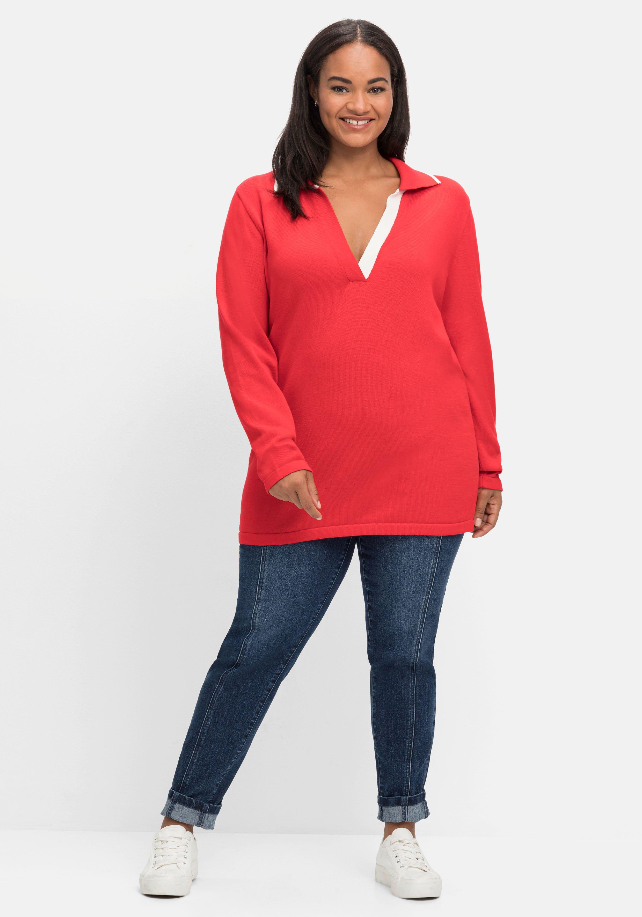 Pullover mit  V-Ausschnitt und Polokragen