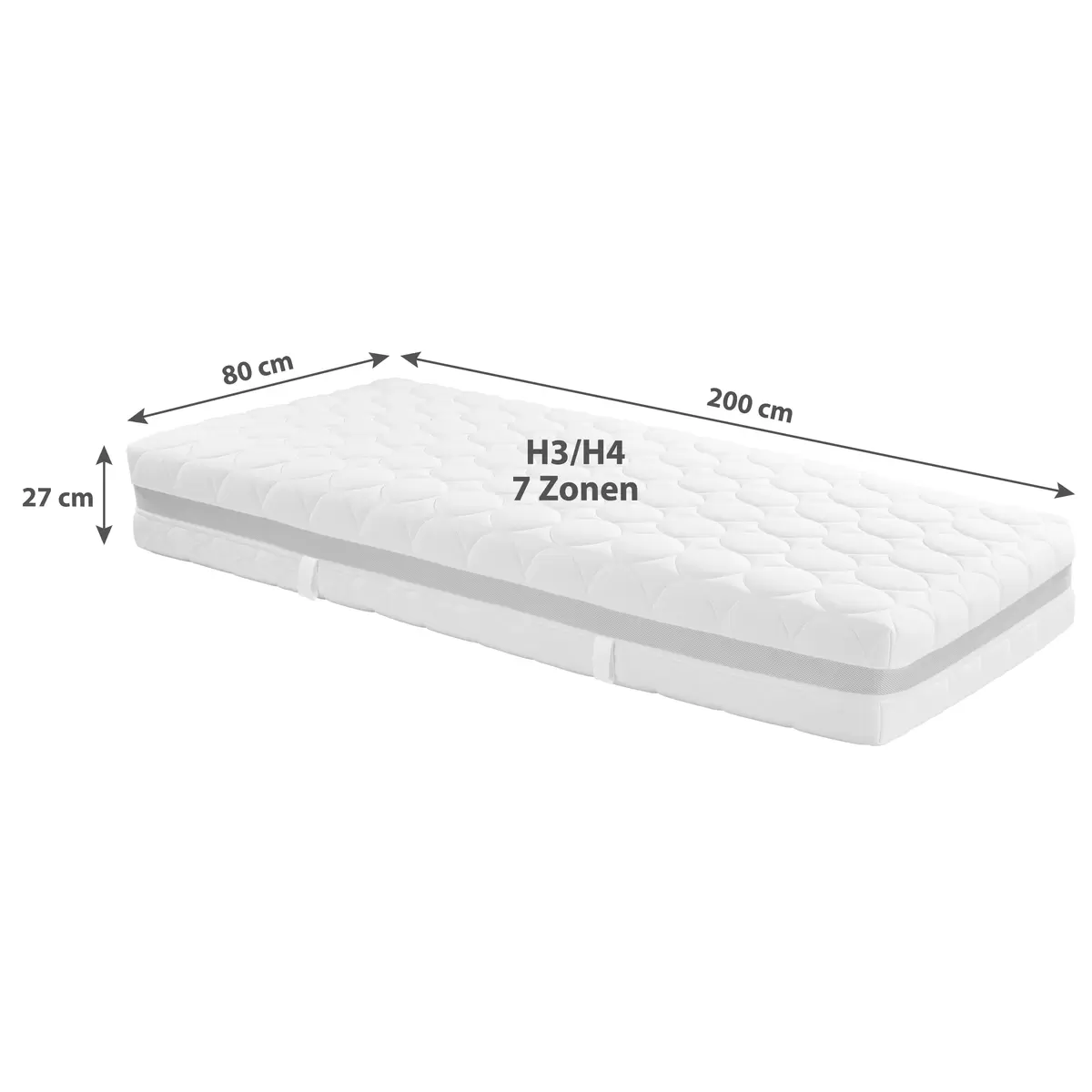 Matratze Silvy Deluxe H3/H4 80 x 200 weiss