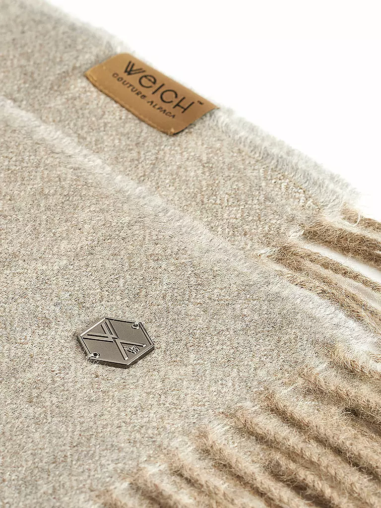 WEICH COUTURE ALPACA Edelhaardecke BORREA 130x180cm Ecru camel