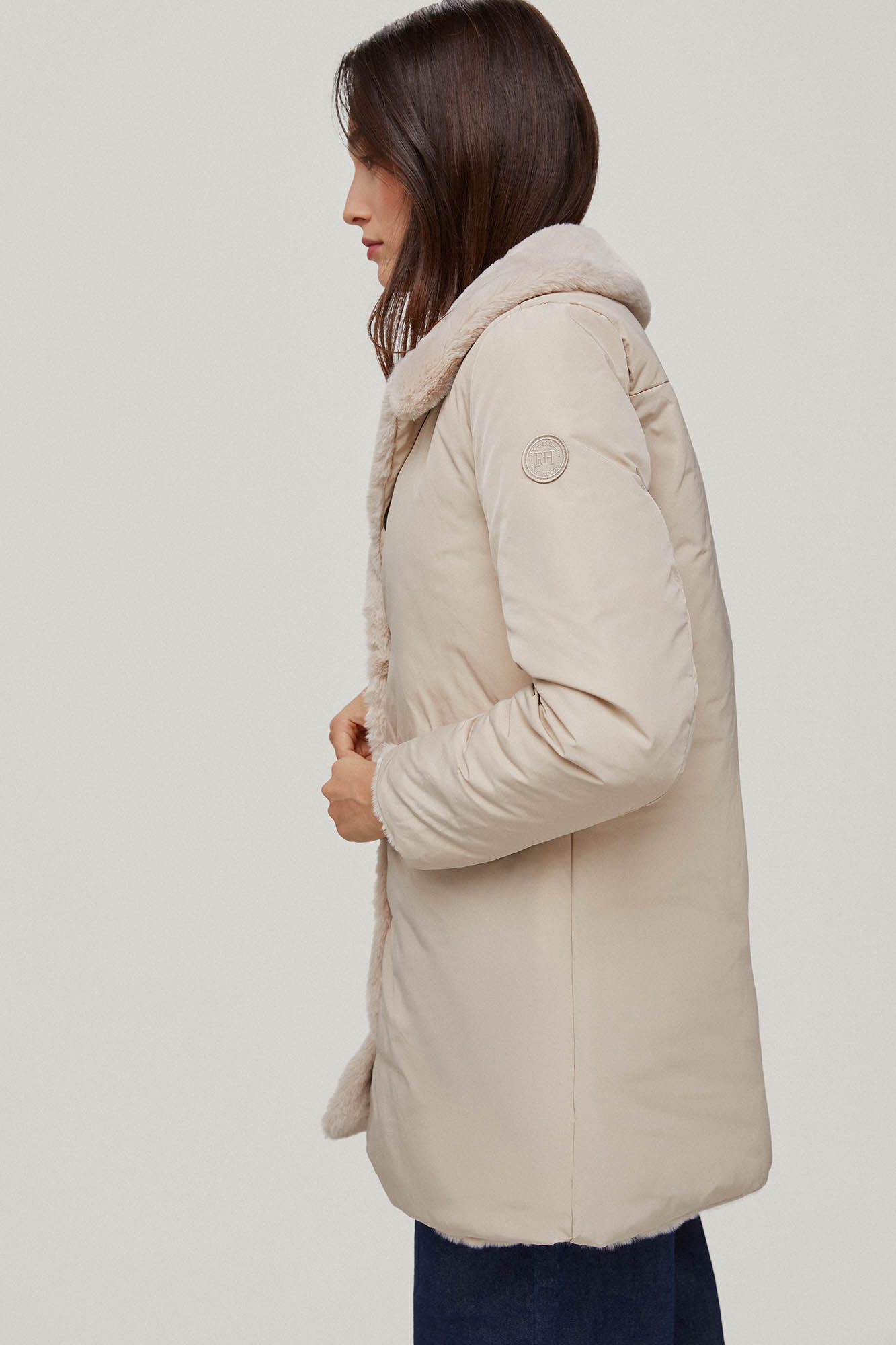 Parka reversível de pele - Bege